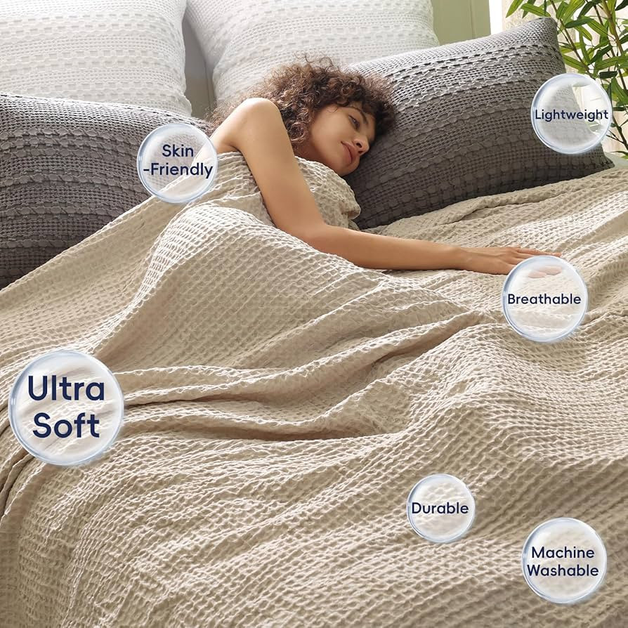 PHF Ultra Soft Waffle Weave Throw Blanket 50"x 60"- Washed Lightweight Breathable Cozy Woven Blan... | Amazon (US)