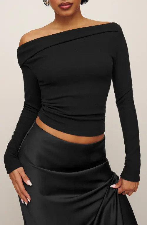 Reformation One-Shoulder Knit Top in Black at Nordstrom, Size X-Large | Nordstrom