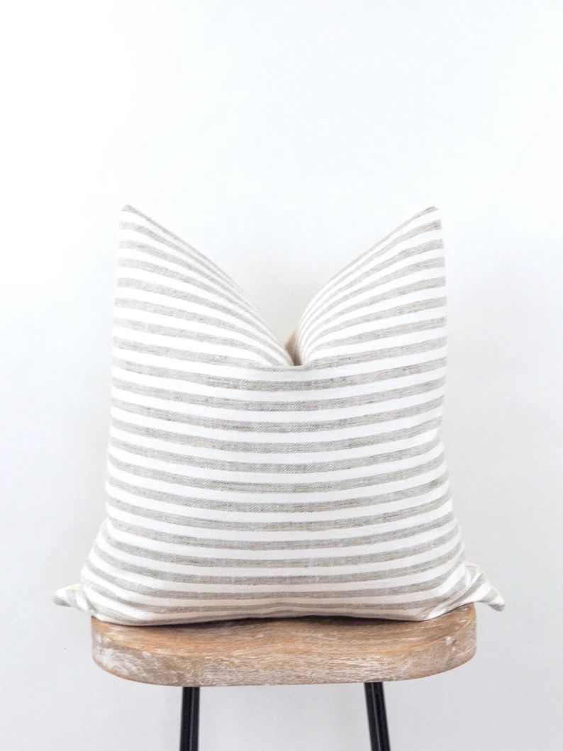 Stripe Farmhouse Pillow Cover | Gray and White Pillow Cover | Modern Pillow Case * Niklas * | Etsy (US)