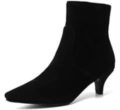 Hello Shero Pointed Toe Mid Kitten Heel Booties for Women Side Zipper Short Ankle Boots Suede Cas... | Amazon (CA)