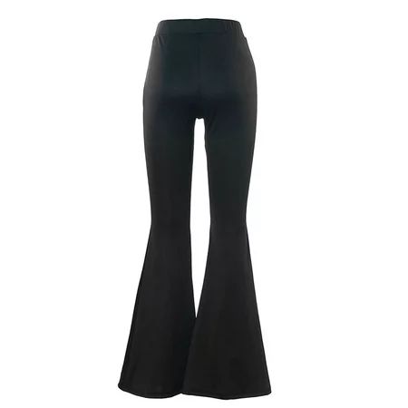 Frecoccialo Casual Women Black Bell-Bottoms Trousers High Elastic Waist Slim Fit Long Pants Chic Lad | Walmart (US)