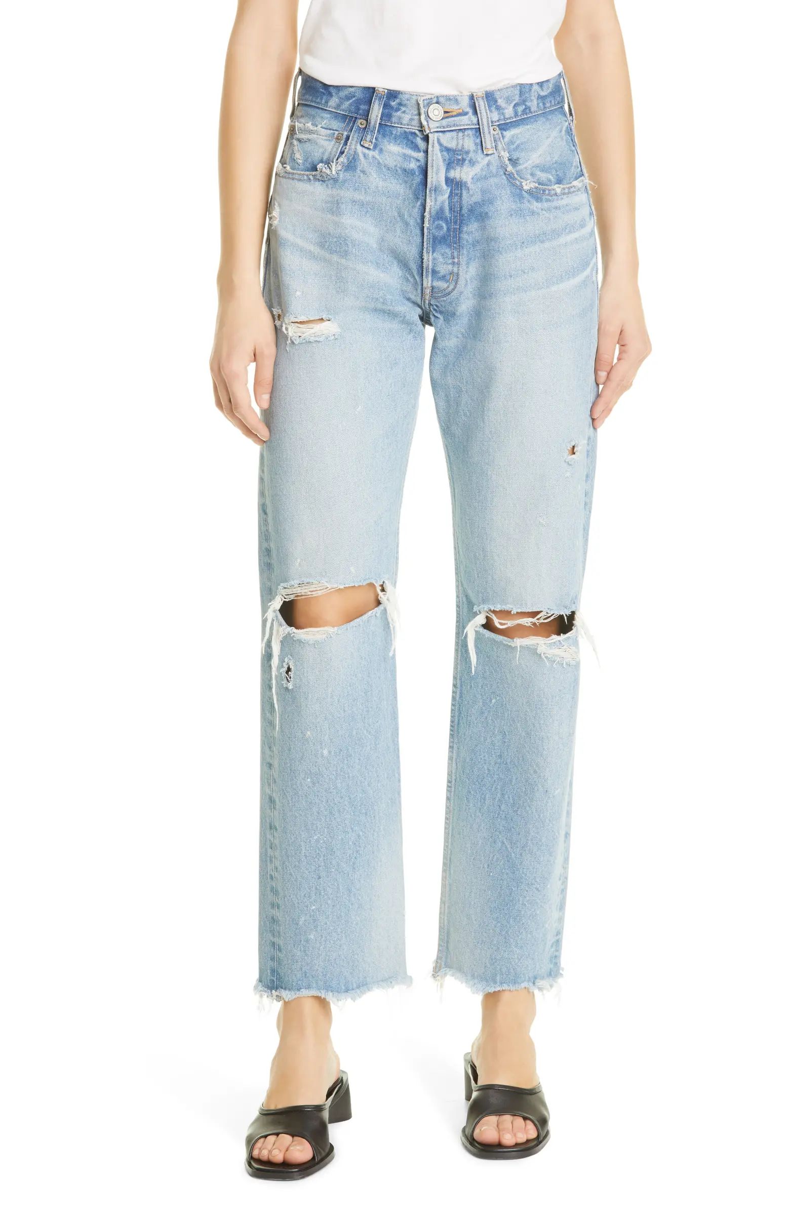 MOUSSY Odessa Distressed Wide Straight Leg Jeans | Nordstrom | Nordstrom