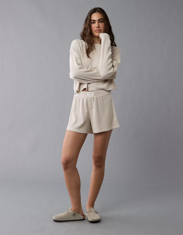 AE Luxe Plush Waffle Tee + Short Lounge Set | American Eagle Outfitters (US & CA)