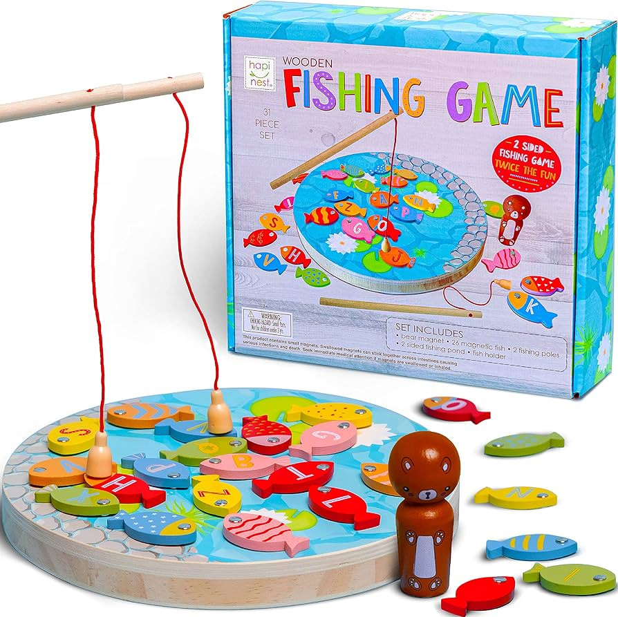 Hapinest Wooden Magnetic Fishing Game for Kids Boys and Girls Ages 3 4 5 Years Old and Up | ABC A... | Amazon (US)