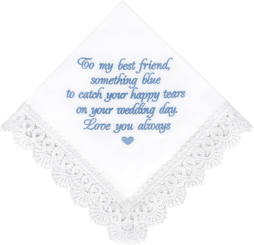 Something Blue for Bride Gift from Maid of Honor Best Friend Wedding Bridesmaid Handkerchief Blue... | Amazon (US)