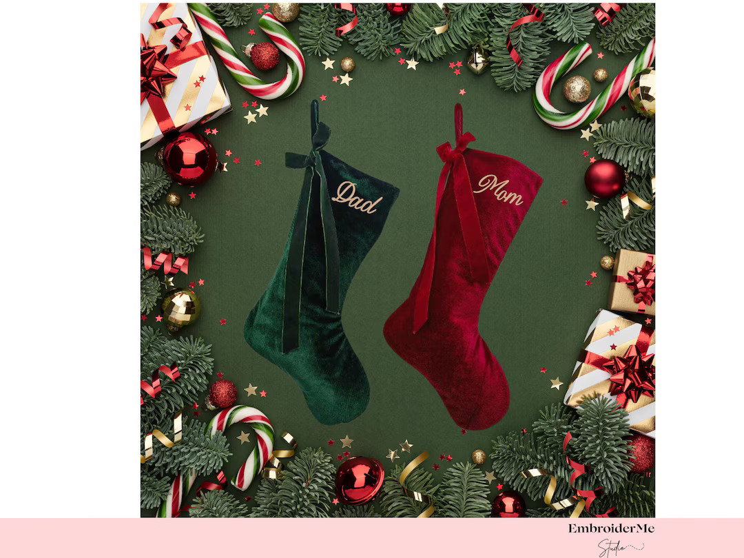 Personalized Embroidered Velvet Christmas Stocking | Family Stocking | Luxury Soft Velvet Stockin... | Etsy (US)