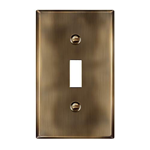 ENERLITES Toggle Light Switch Metal Wall Plate, Stainless Steel Switch Cover, Corrosion Resistant, Standard Size 1-Gang 4.50" x 2.76", Stainless Steel 201, 7711-AB, Antique Brass | Amazon (US)