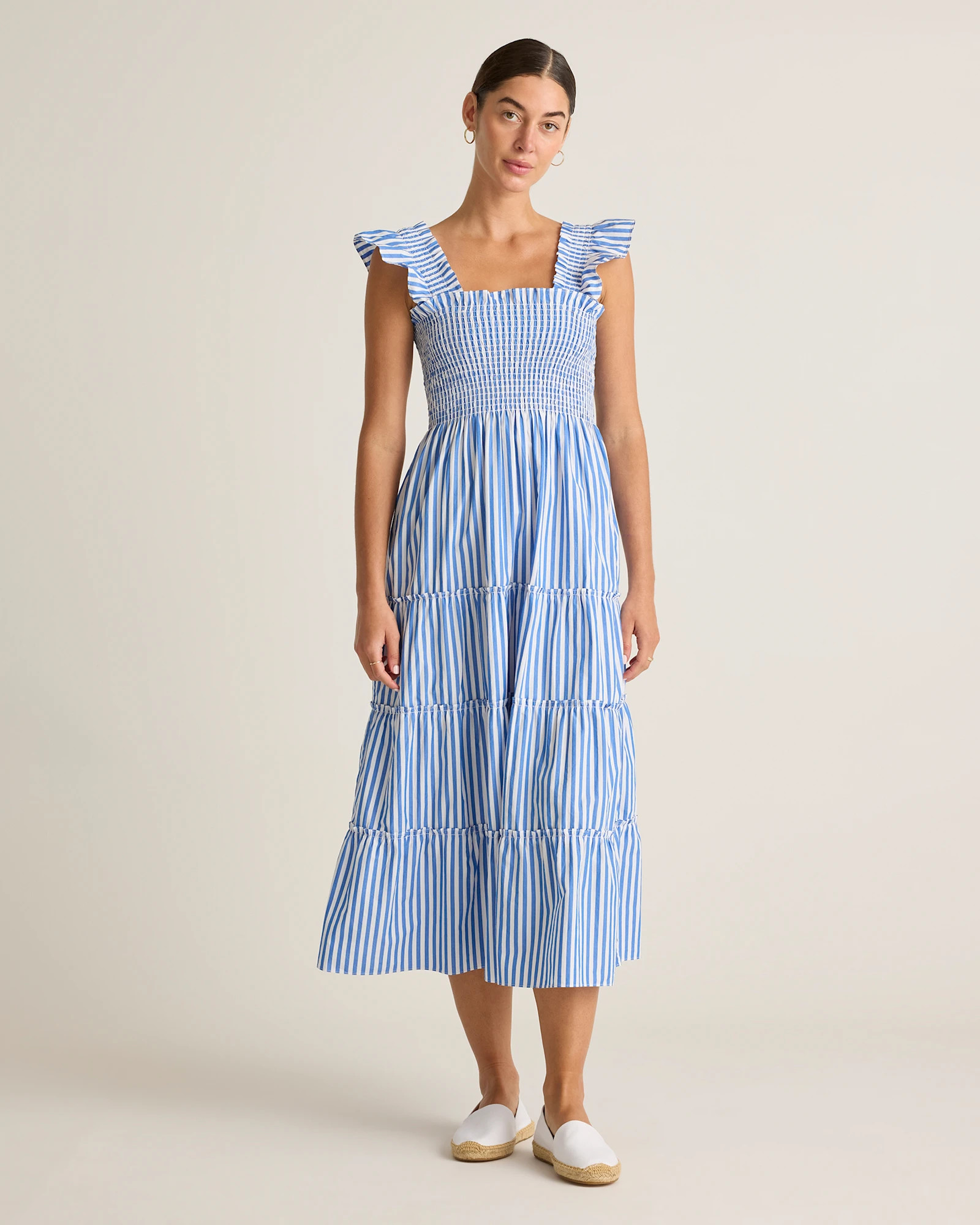 100% Organic Cotton Smocked Midi Dress | Quince