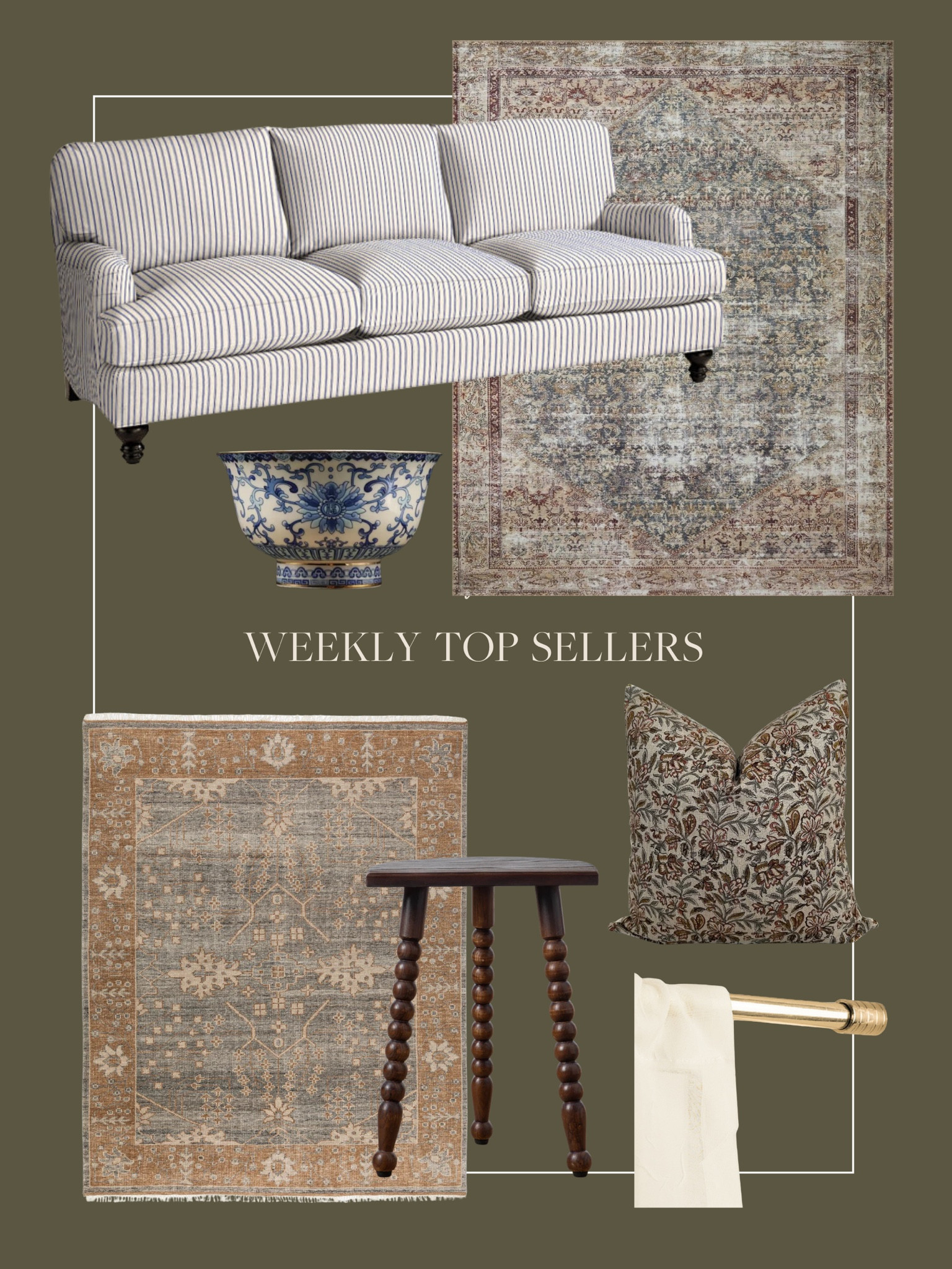 This week’s top 7 sellers! You guys have been loving this wool area rug from McGee & Co. the last few weeks, as well as this vintage inspired stool. We absolutely love our striped sofa from Ballard Designs and it’s on sale right now too! 

#LTKhome #LTKstyletip #LTKsalealert
