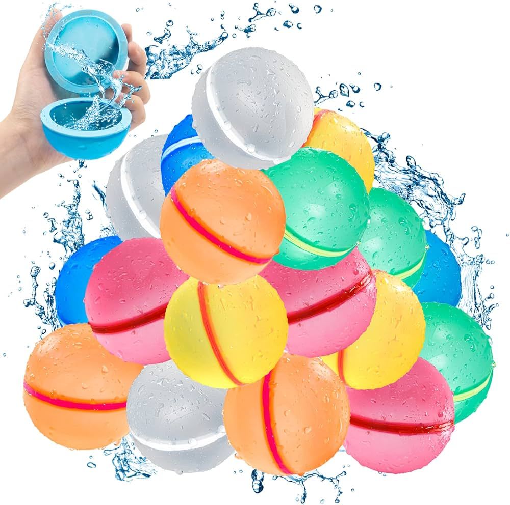 SCUATANBE 18PCS Reusable Magnetic Water Balloons, Self-Sealing Quick Fill Water Bomb Toys For Kid... | Amazon (US)