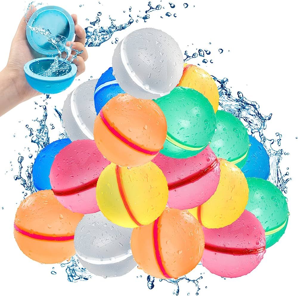 SCUATANBE 18PCS Reusable Magnetic Water Balloons, Self-Sealing Quick Fill Water Bomb Toys For Kid... | Amazon (US)