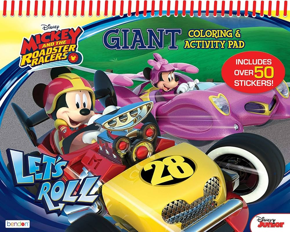 Bendon Disney Mickey Mouse and The Roadster Racers Giant Spiral-Bound 80-Page Coloring and Activi... | Amazon (US)