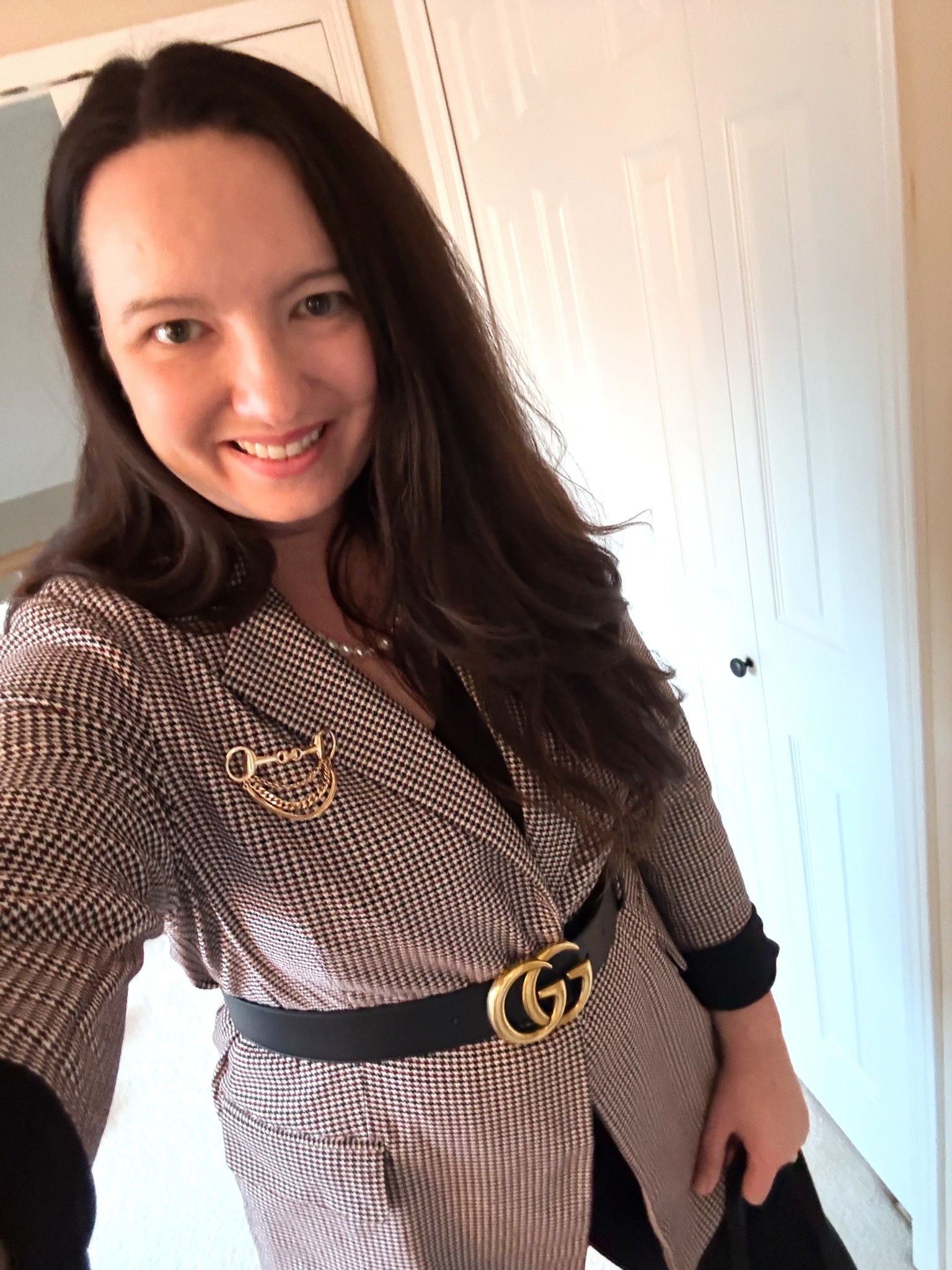 Found this adorable brooch horsebit pin with Gucci vibes at Walmart! Paired it with a blazer and Gucci belt for a chic workwear look!

#LTKSeasonal #LTKStyleTip #LTKWorkwear