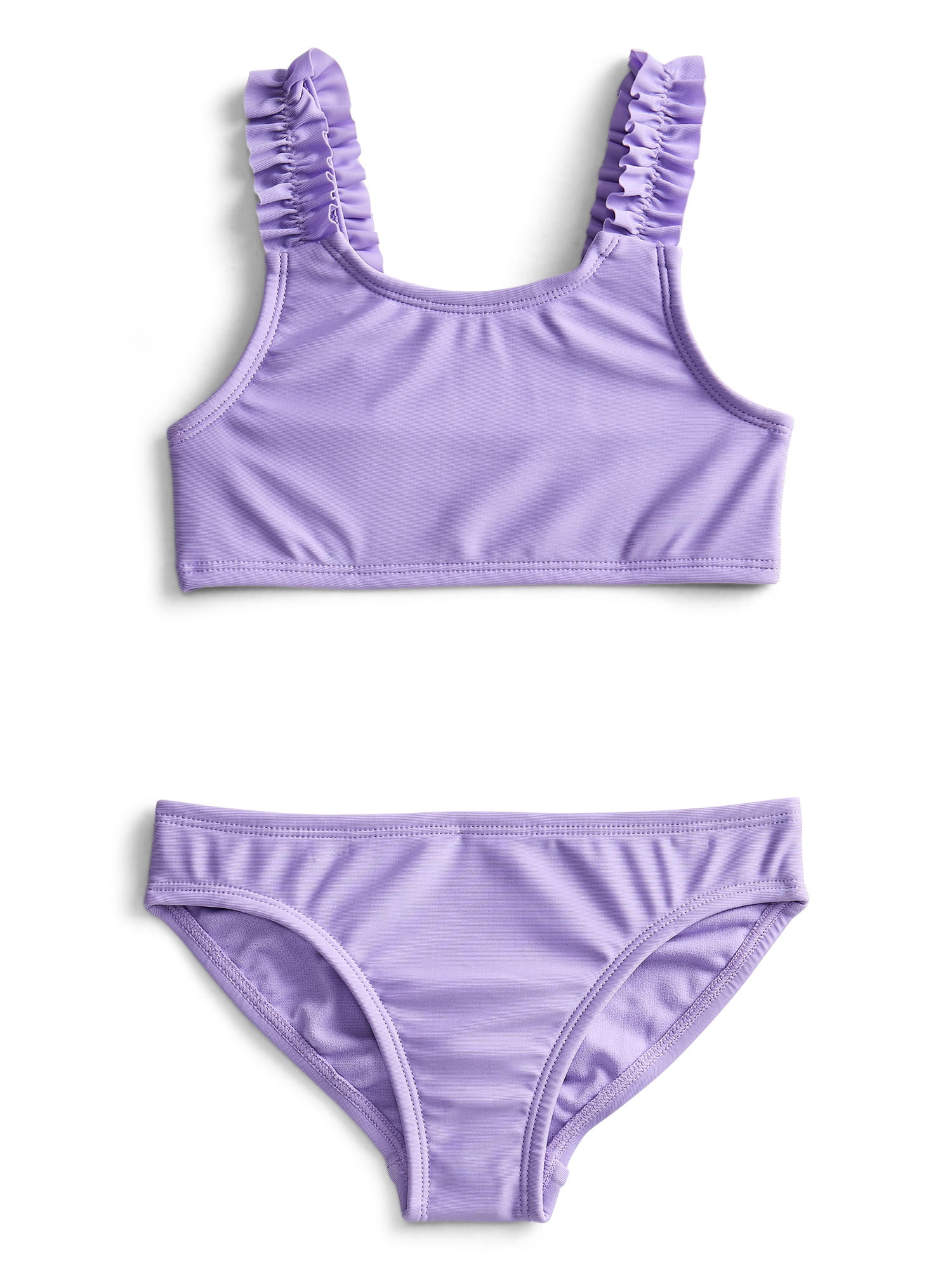 Wonder Nation Girls' Ruffle Strap Bikini with UPF 50+, 2-Piece, Sizes 4-18 | Walmart (US)