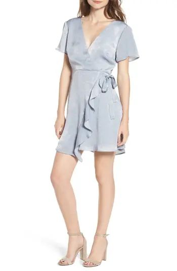 Women's Satin Faux Wrap Dress, Size X-Small - Blue | Nordstrom