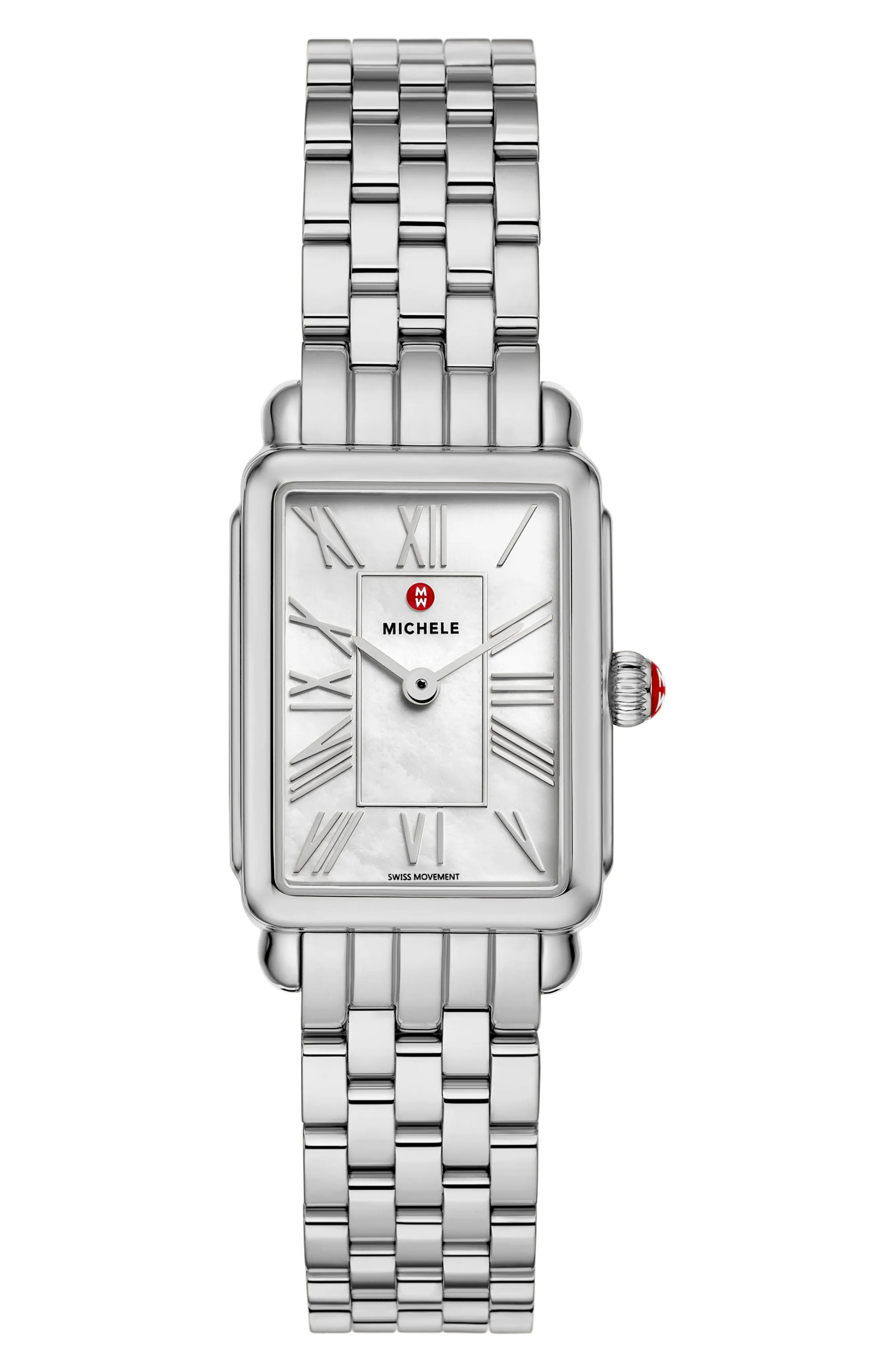MICHELE Deco Park Mother-of-Pearl Bracelet Watch, 23mm x 29mm in Two Tone at Nordstrom | Nordstrom