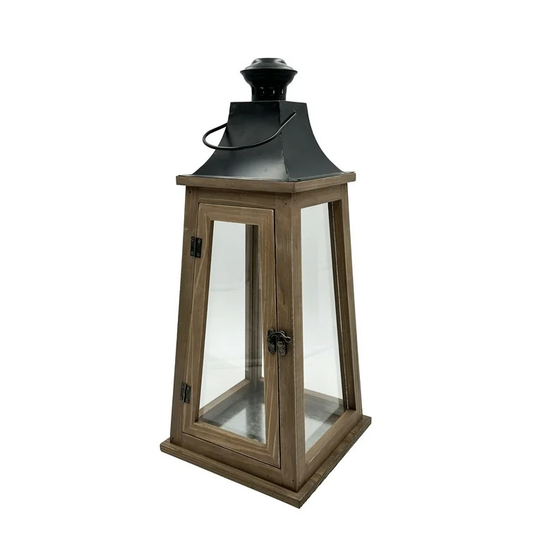 Better Homes & Gardens Rustic Wood Metal Candleholder Lantern, 19", Large | Walmart (US)