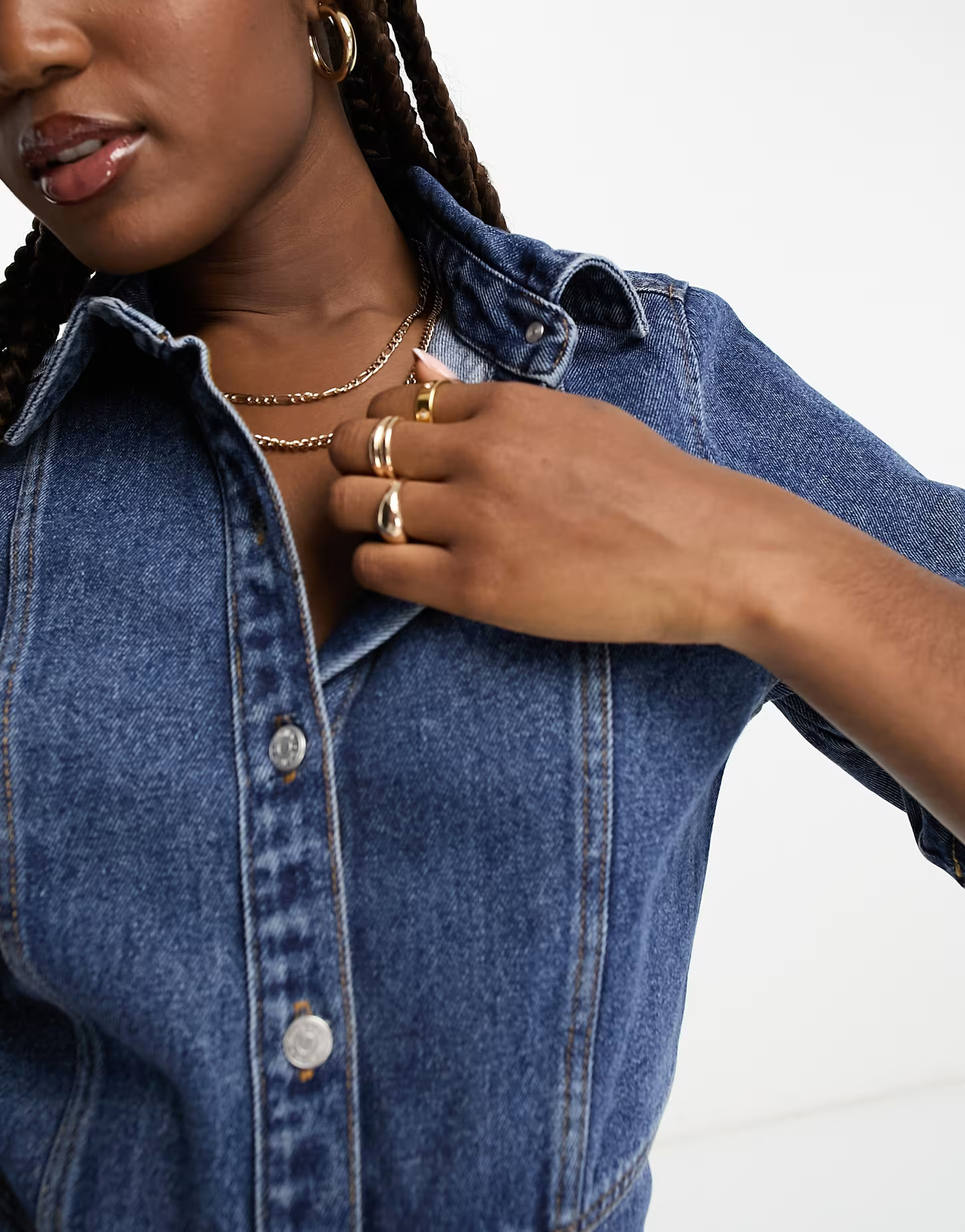 Monki denim mini shirt dress in blue | ASOS (Global)