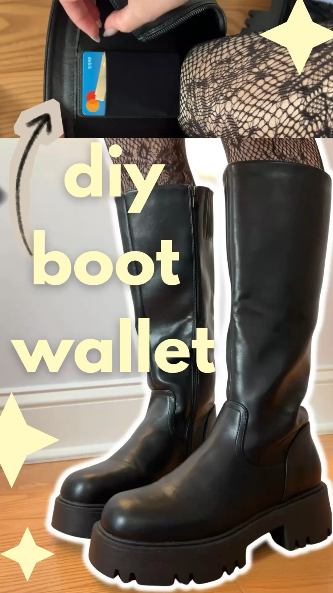 diy boot wallet 👢partly inspired by the wizards of waverly place drama I keep hearing about, but also I wanted to do this for a concert 😅 perfect hack for any time you don’t want to bring a purse! @Dream Pairs #fashionhacks #concertoutfit #fallfashiontrends #clothinghacks #grwmoutfit

#LTKootd #LTKgrwm #LTKTravel