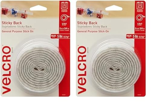 VELCRO Brand 5 Ft x 3/4 in | White Tape Roll with Adhesive | Cut Strips to Length | Sticky Back Hook and Loop Fasteners | Perfect for Home, Office or Classroom (Pack of 2) | Amazon (US)