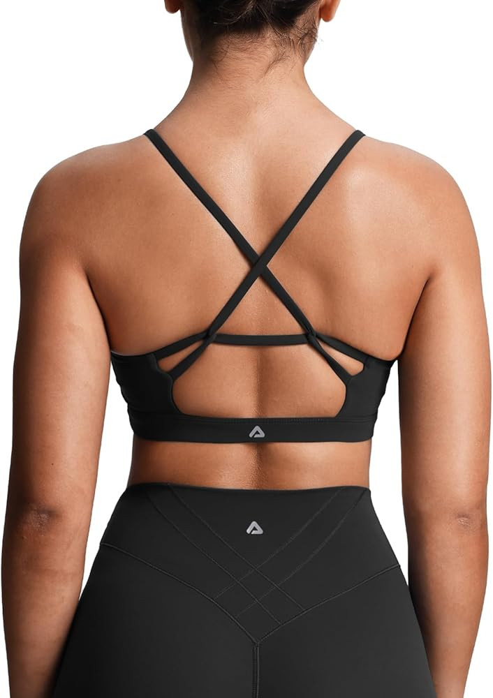 Aoxjox Women's Workout Sports Bras Cross Back Fitness Athletic Velura Ruched Bra PlushFlex™ Yog... | Amazon (US)