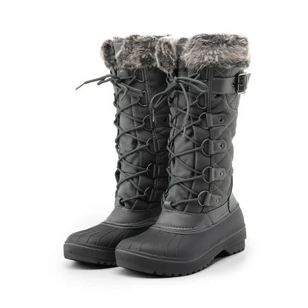 Dream Pairs Women s Warm Faux Fur Lined Mid Calf Winter Snow Boots GREY Size 11 | Walmart (US)