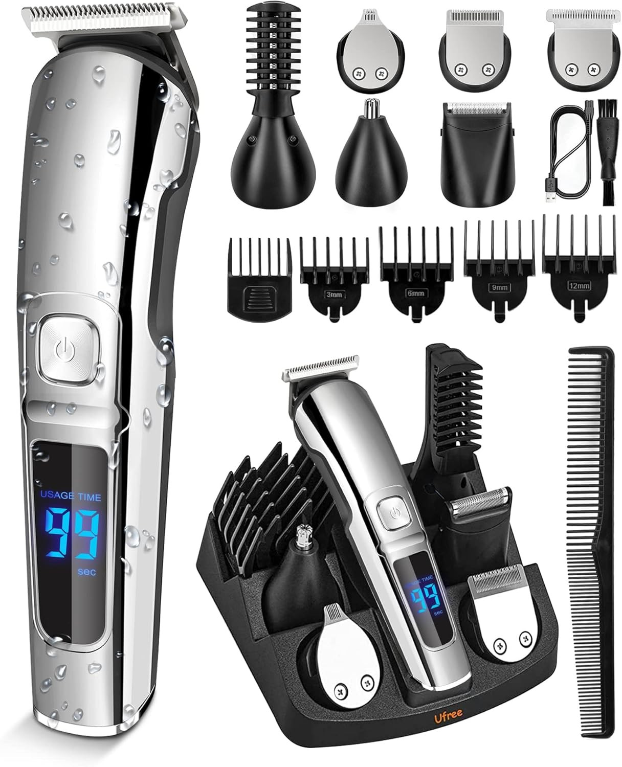 Ufree Beard Trimmer for Men, Waterproof Electric Razor for Nose, Body, Face and Mustache, Cordles... | Amazon (US)