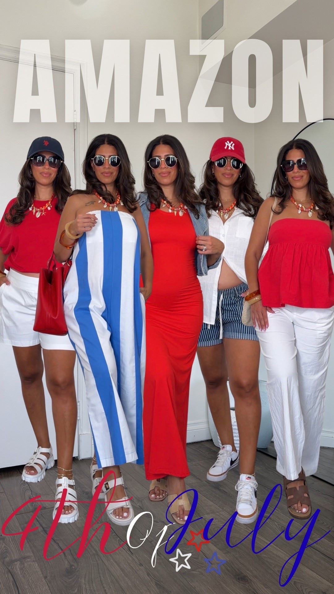 Patriotic / 4th of July outfits from Amazon! These are all non maternity. All bottoms are large. Jumpsuit is medium. Red Dress is small.

#LTKootd #LTKMidsize #LTKSeasonal