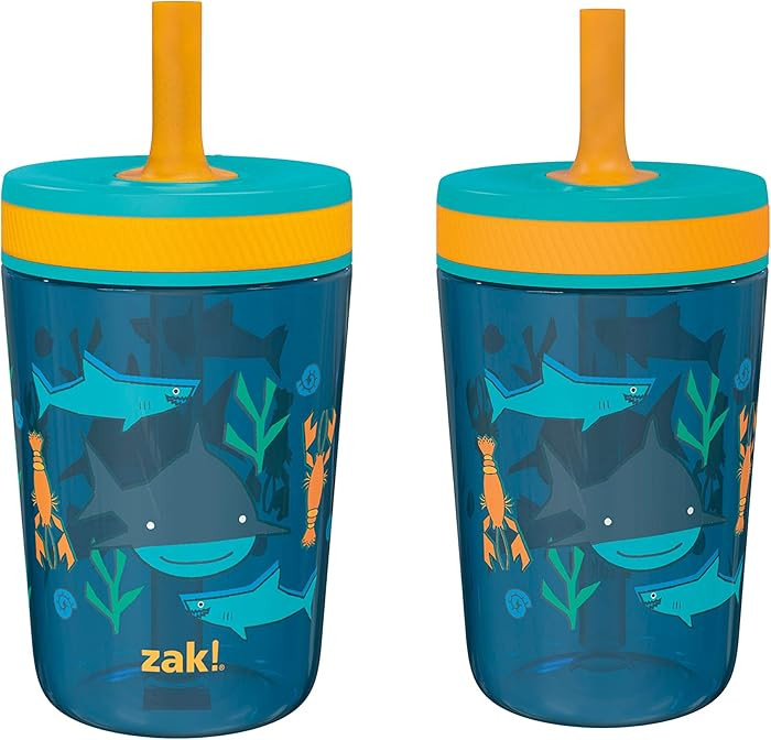 Zak Designs Kelso 15 oz Tumbler Set, (Underwater) Leak-Proof Screw-On Lid with Straw Made of Dura... | Amazon (US)