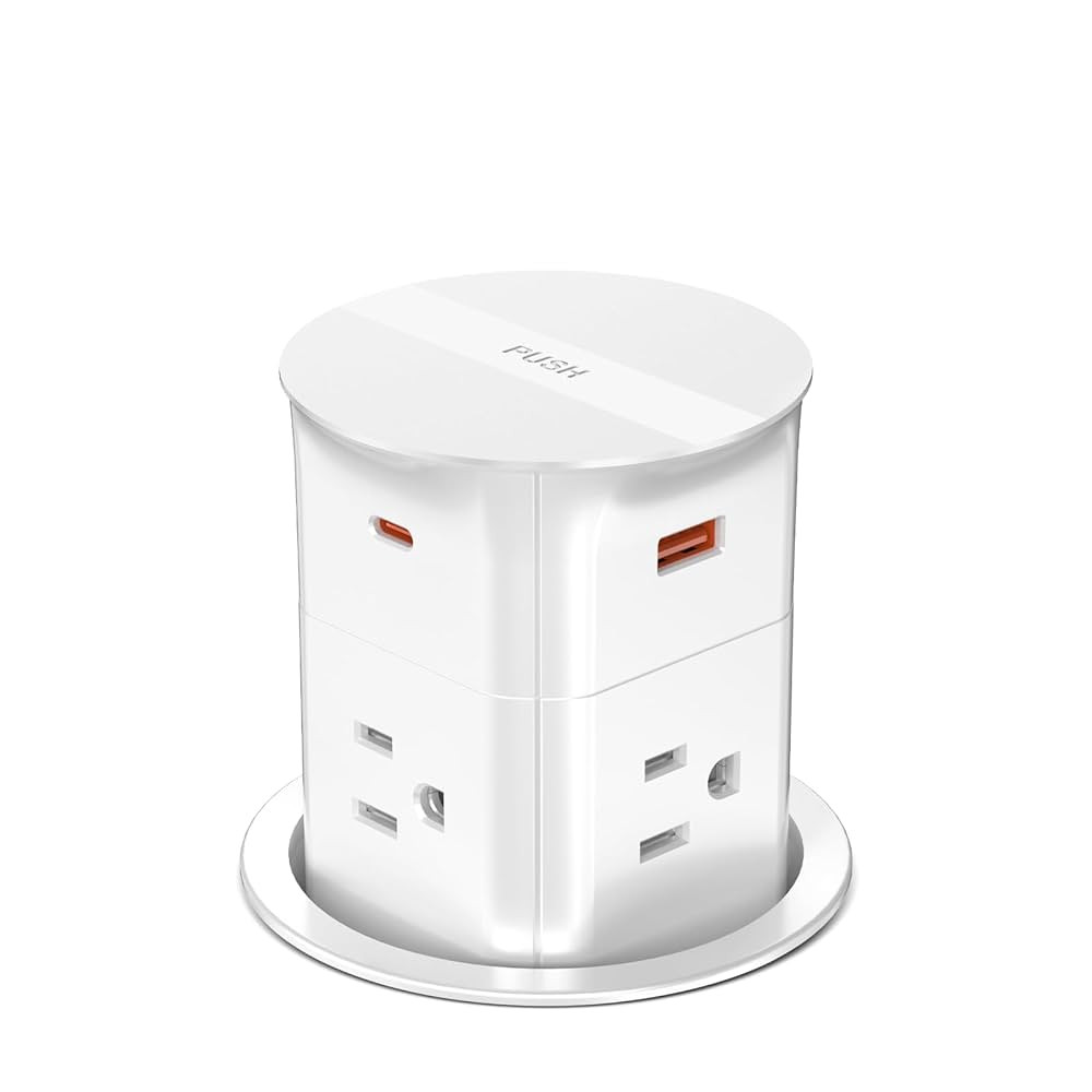 Pop up Outlet for Countertop with PD 20W USB C Fast Charging,3.15" Desk Grommet Power Station,4 O... | Amazon (US)