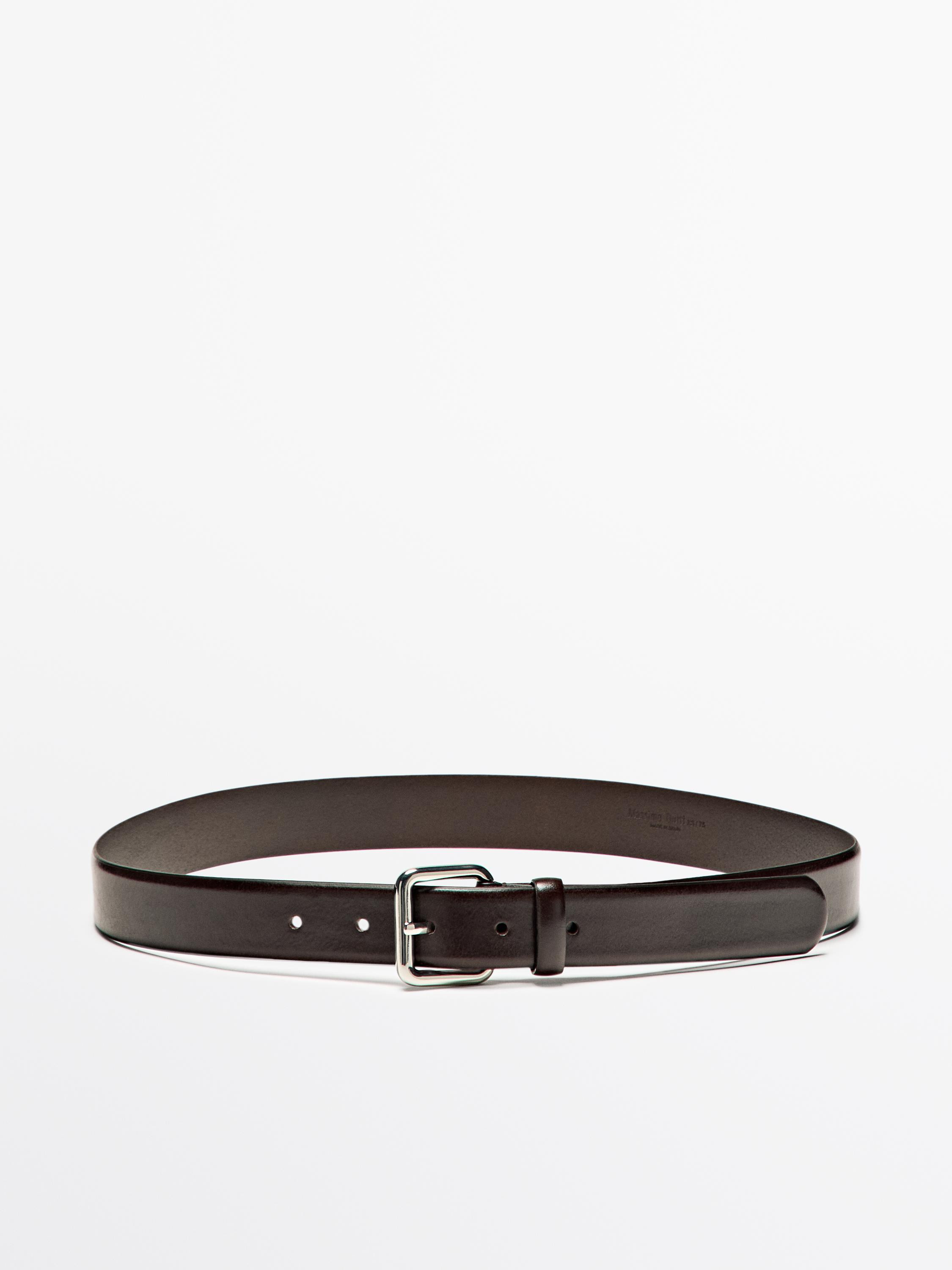 Leather belt with square buckle | Massimo Dutti UK