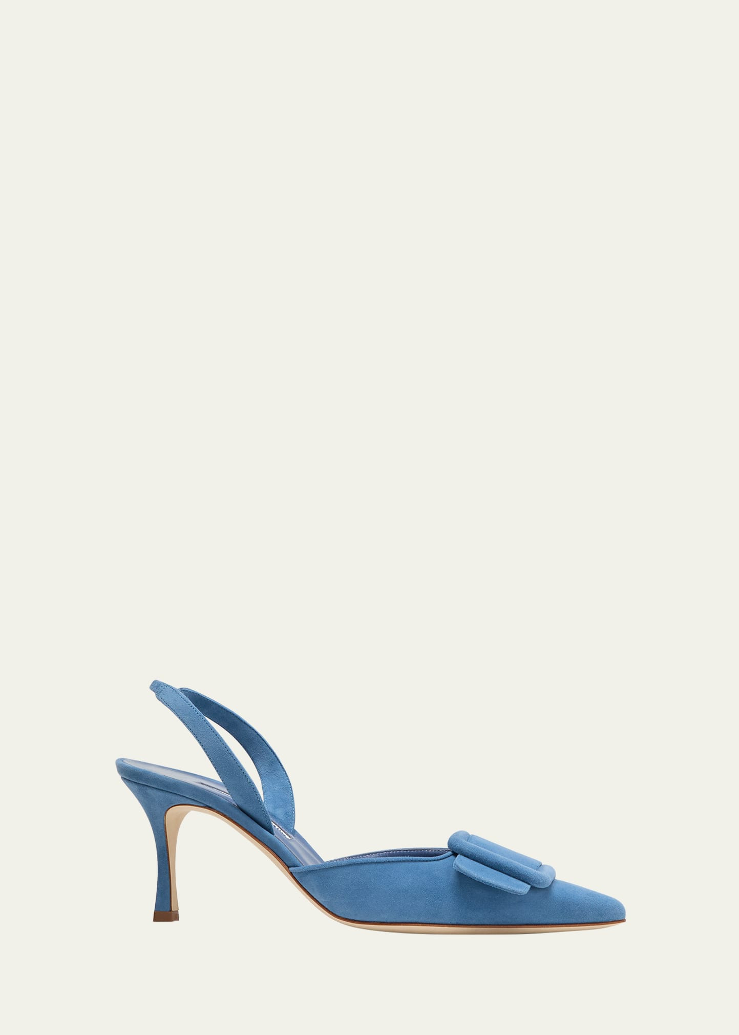 Manolo Blahnik Maysli Suede Buckle Halter Pumps | Bergdorf Goodman