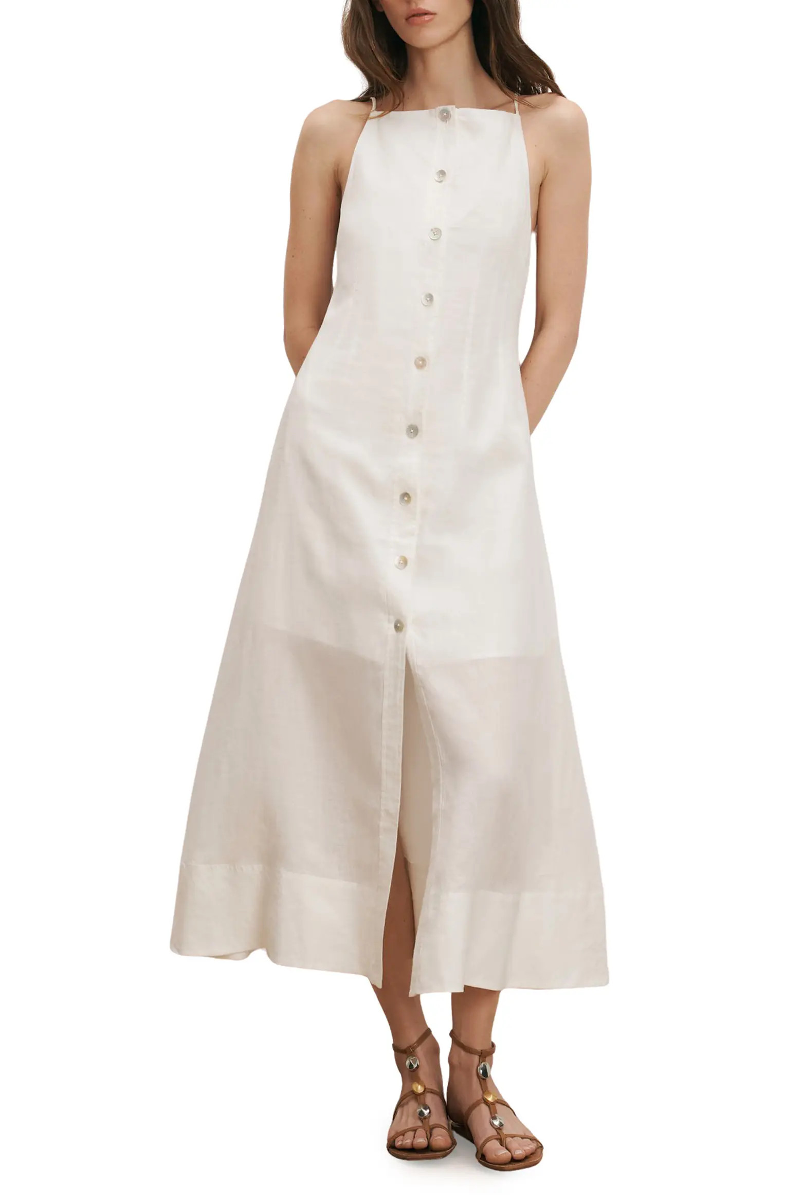 Georges Linen Button-Up Midi Sundress (Women) | Nordstrom | Nordstrom