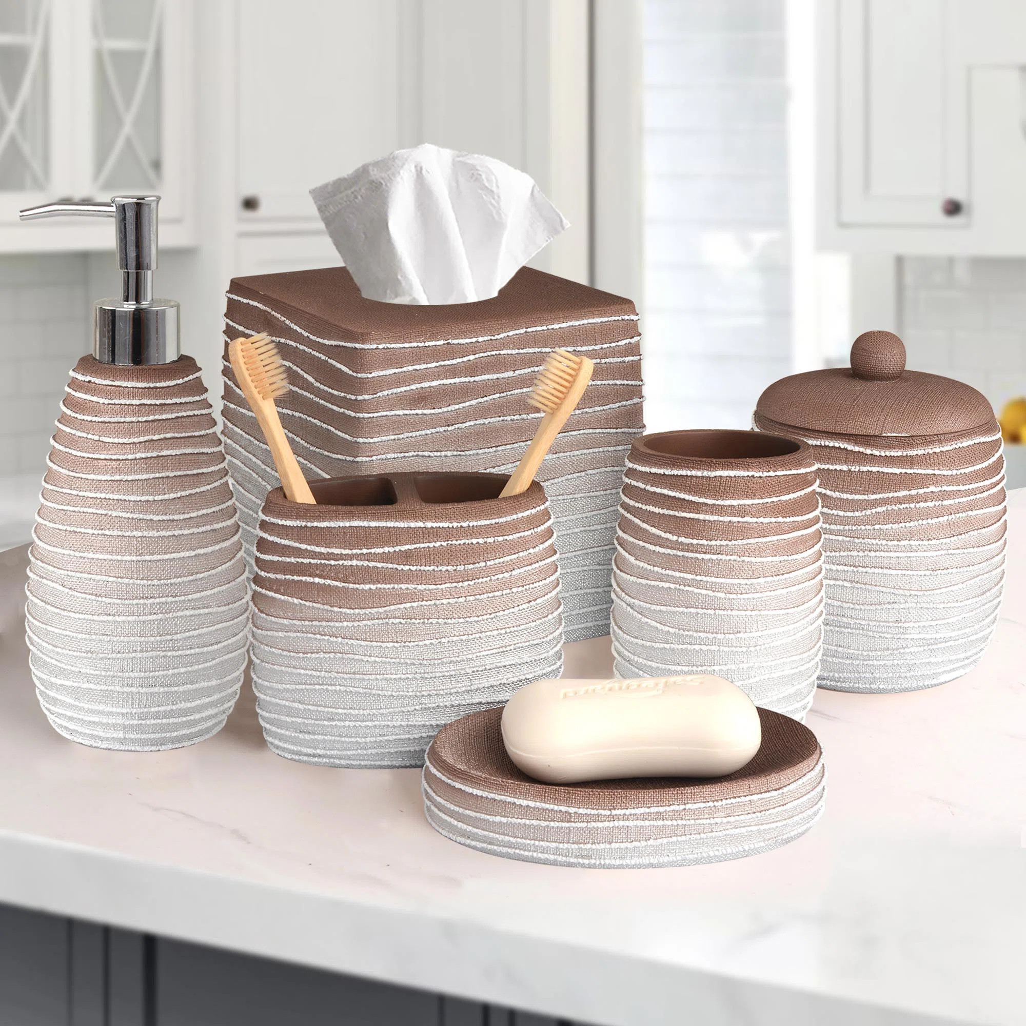 Dorina Bathroom Accessories Set of 6 Elegant Polyresin Finish for Bathroom Decor or Christmas Pre... | Wayfair North America