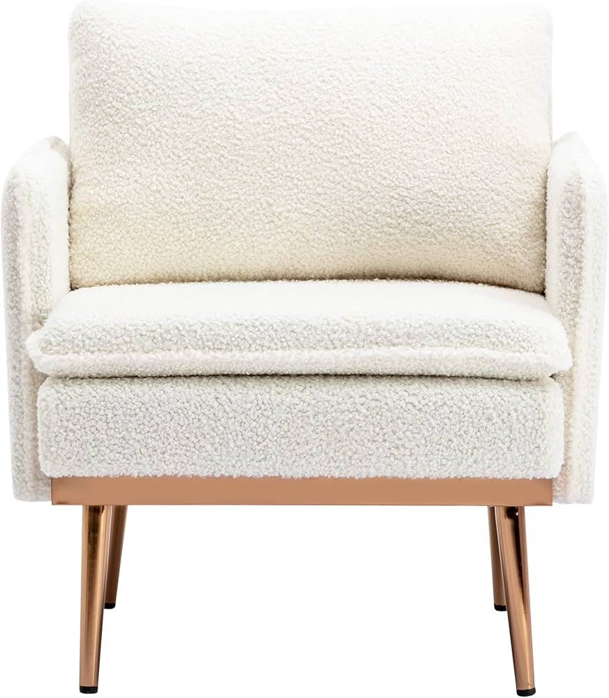 HOMEFUN Accent Chair for Living Room, Sherpa Chair for Bedroom, Cute Single Sofa Chair with 2 Rem... | Amazon (US)
