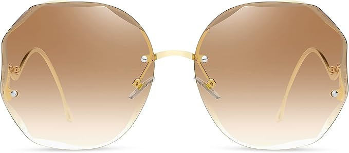WOWSUN Y2K Sunglasses Rimless Gradient Womens Vintage Sunglasses | Amazon (US)
