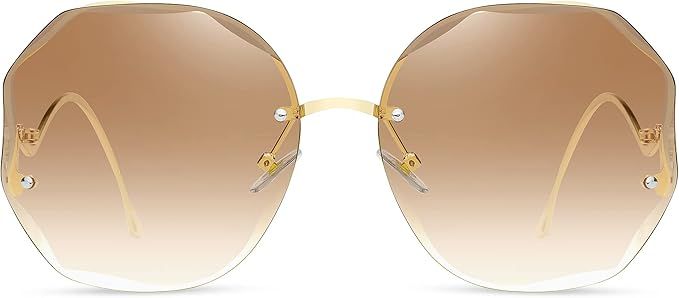 WOWSUN Y2K Sunglasses Rimless Gradient Womens Vintage Sunglasses | Amazon (US)