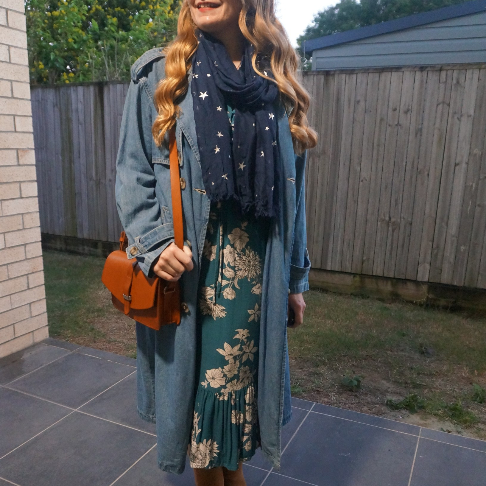 Kmart Anko teal floral midi dress, navy scarf and denim trench coat with vintage Sezane bag 💚

#LTKwinter #LTKaustralia #LTKworkwear