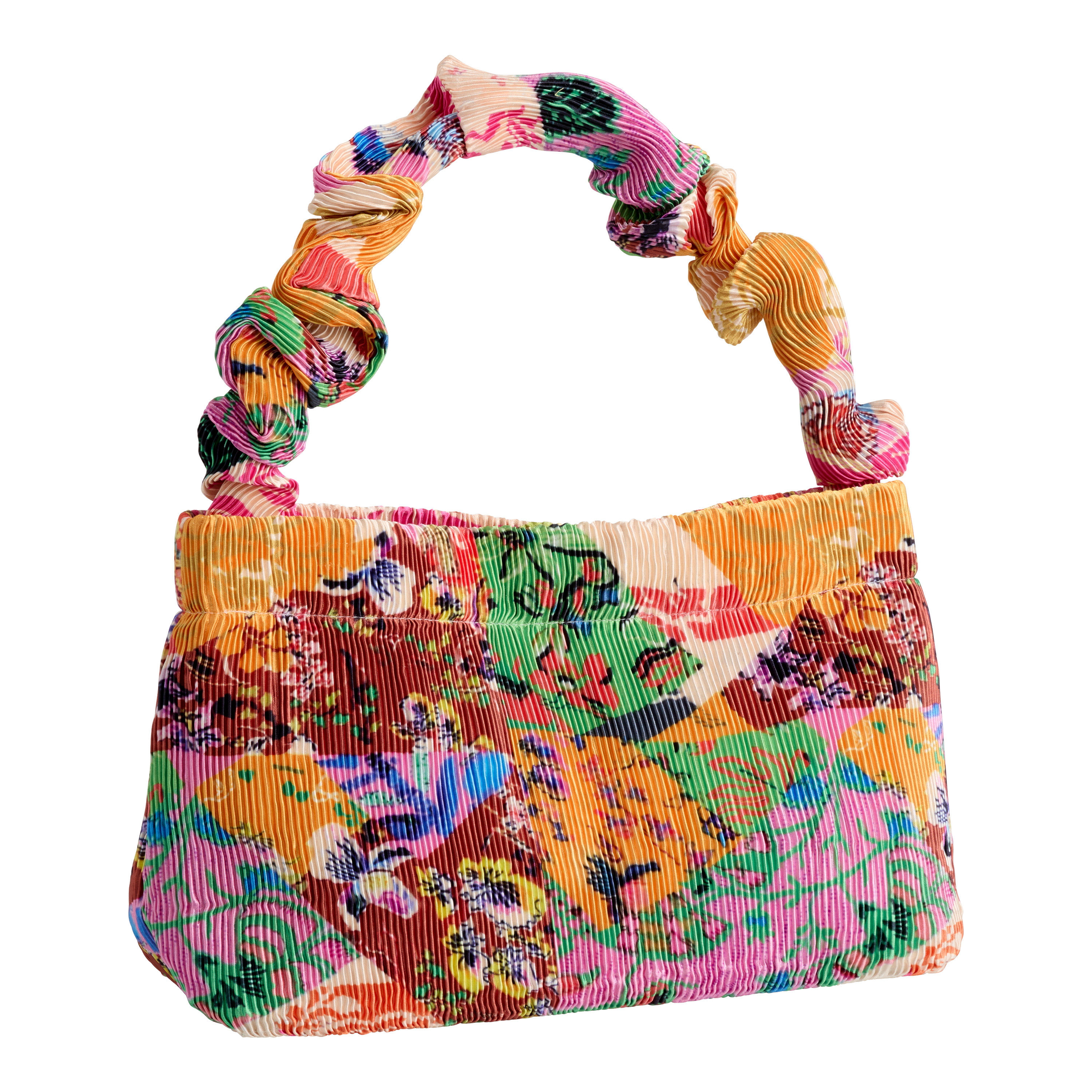 Multicolor Satin Ribbed Patchwork Shoulder Bag | World Market