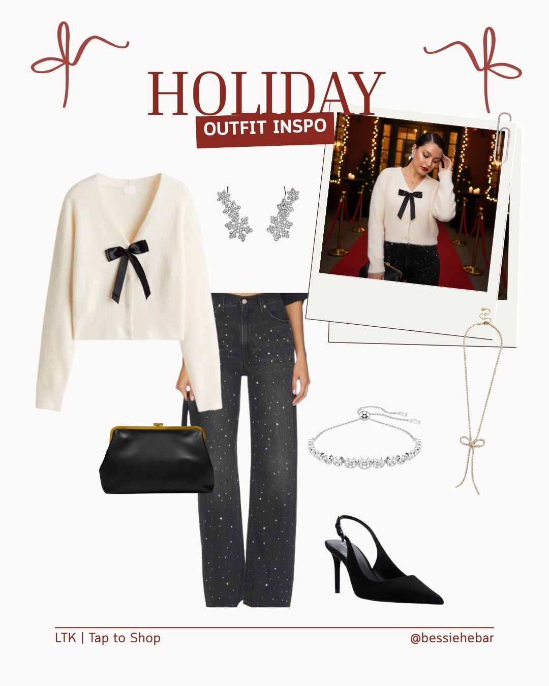 Cozy chic ✨Look absolutely gorgeous with this outfit idea featuring a cozy sweater, dazzling jeans, magical snowflake earrings and classic slingback heels ❄️🎄

#LTKwinter #LTKholiday #LTKdatenight