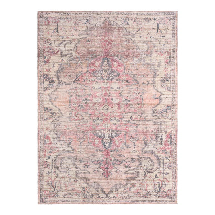 Evie-Lea Oriental Beige Pink Area Rug | Wayfair North America
