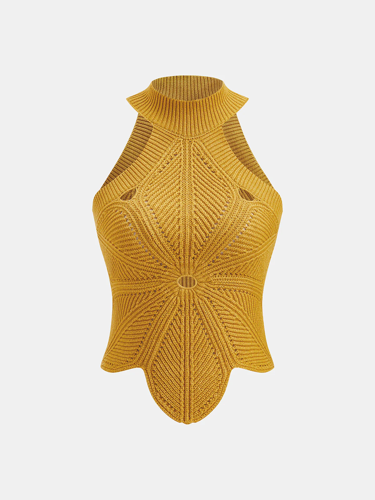 Sleeveless Hollow Out Knit Halter Top | Commense