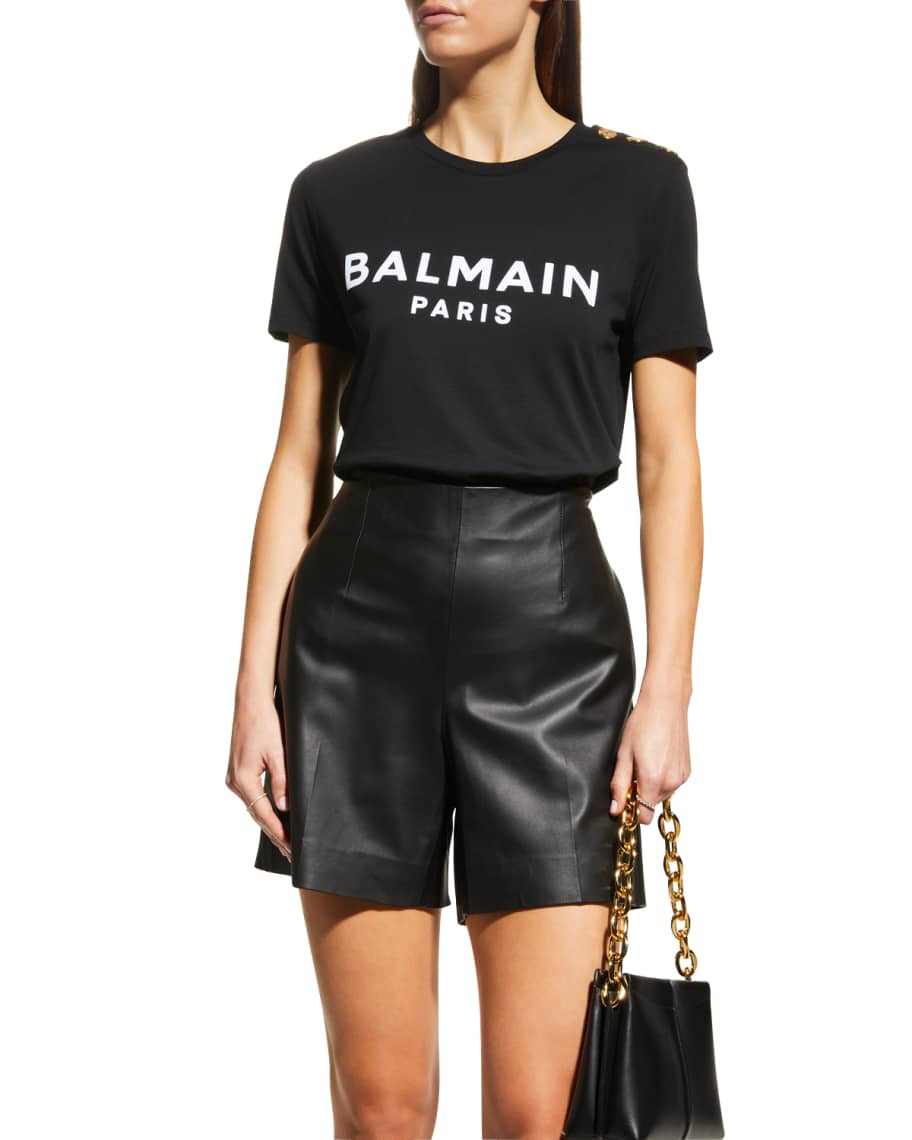 3-Button Flocked Logo T-Shirt | Neiman Marcus