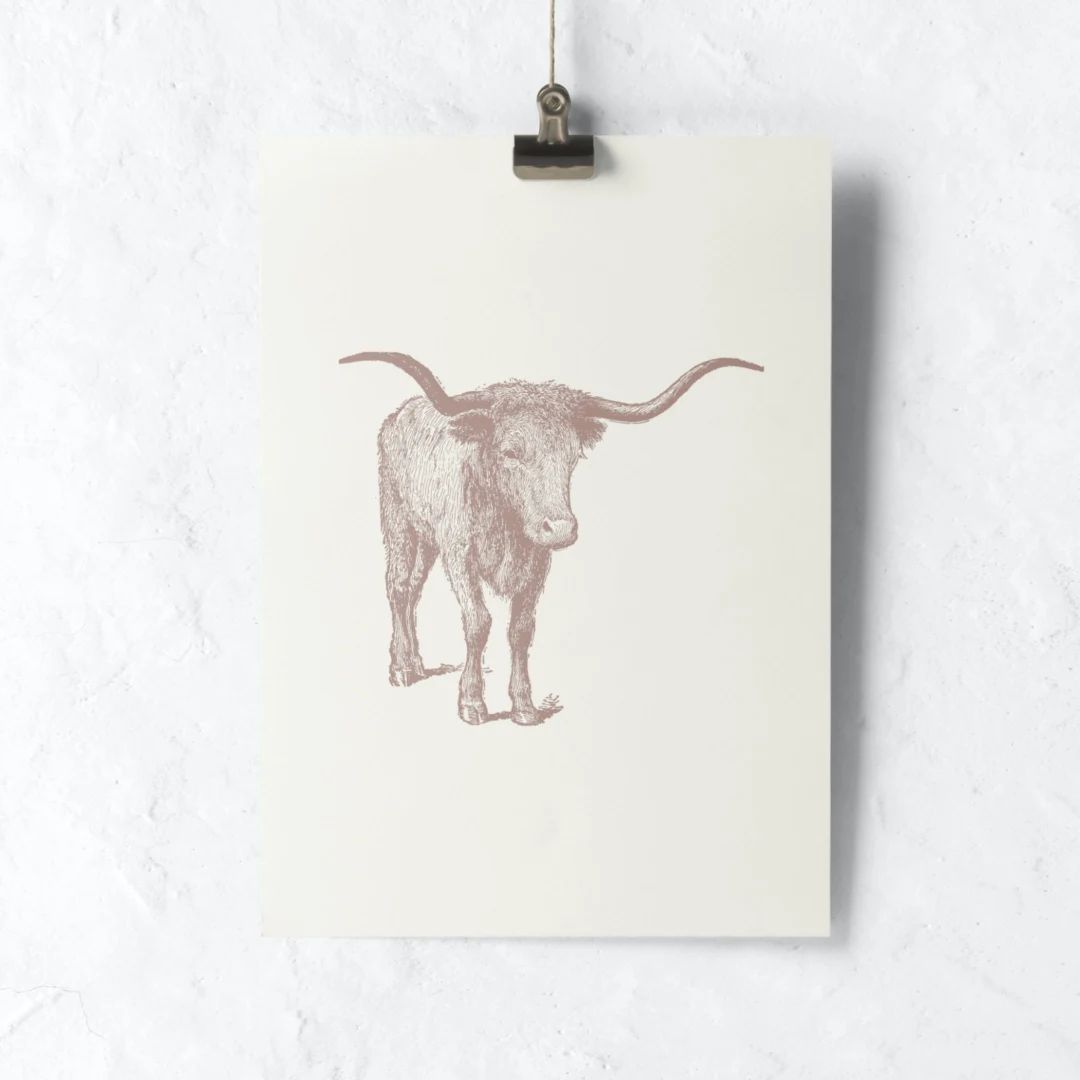 Longhorn Wall Art, Western Print, Texas Longhorn Print, Minimalist Wall Art, Modern Western Art, ... | Etsy (US)