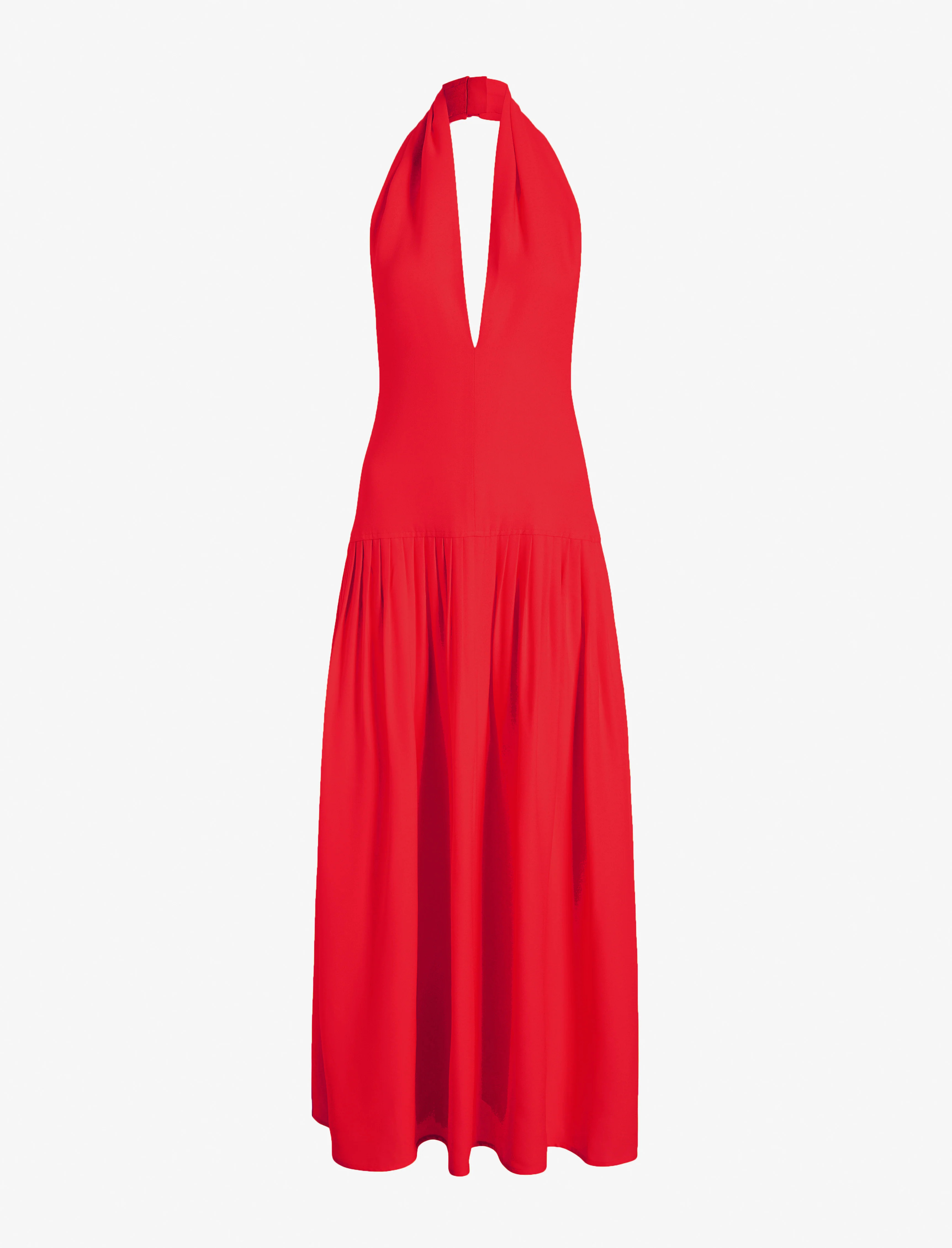 The Tala Dress in Viscose Georgette is cut to a halter neck drop-waist silhouette with a deep V-c... | Proenza Schouler LLC
