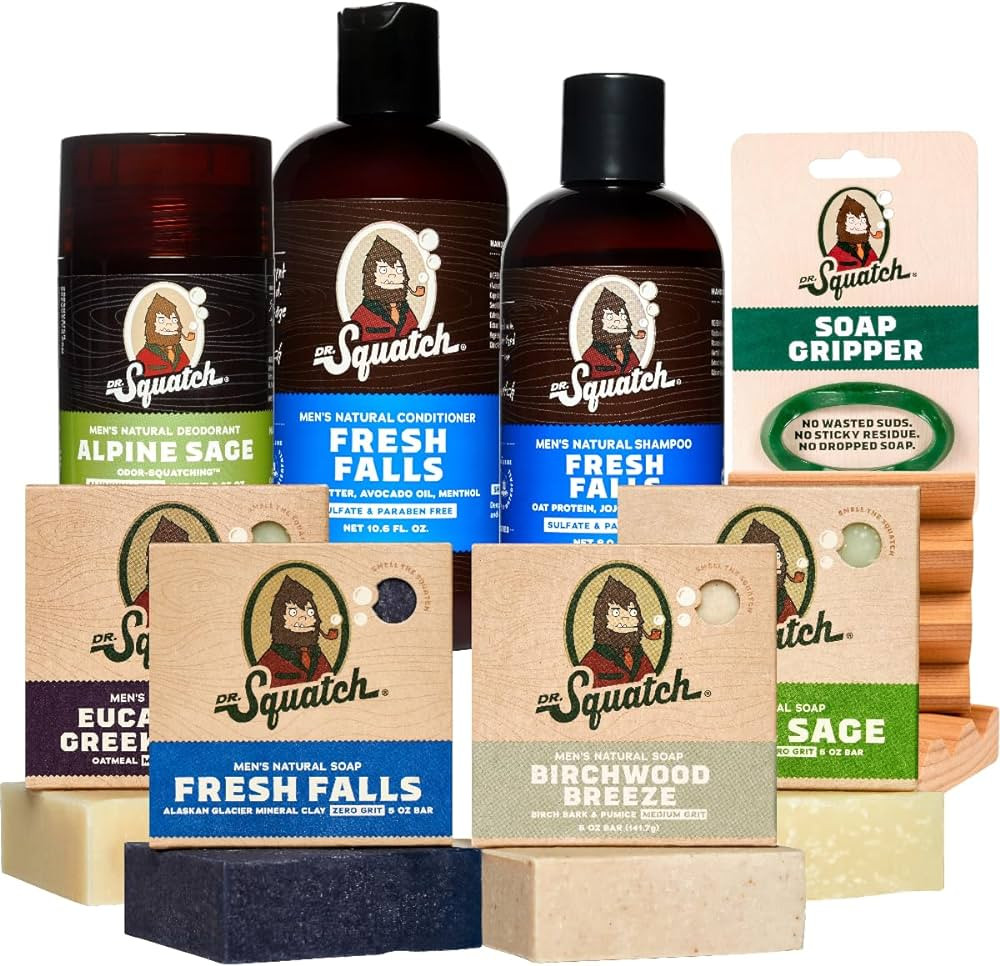 Dr. Squatch Men’s Natural Bar Soap - Fresh Full Routine - Natural Shampoo and Conditioner, Alum... | Amazon (US)