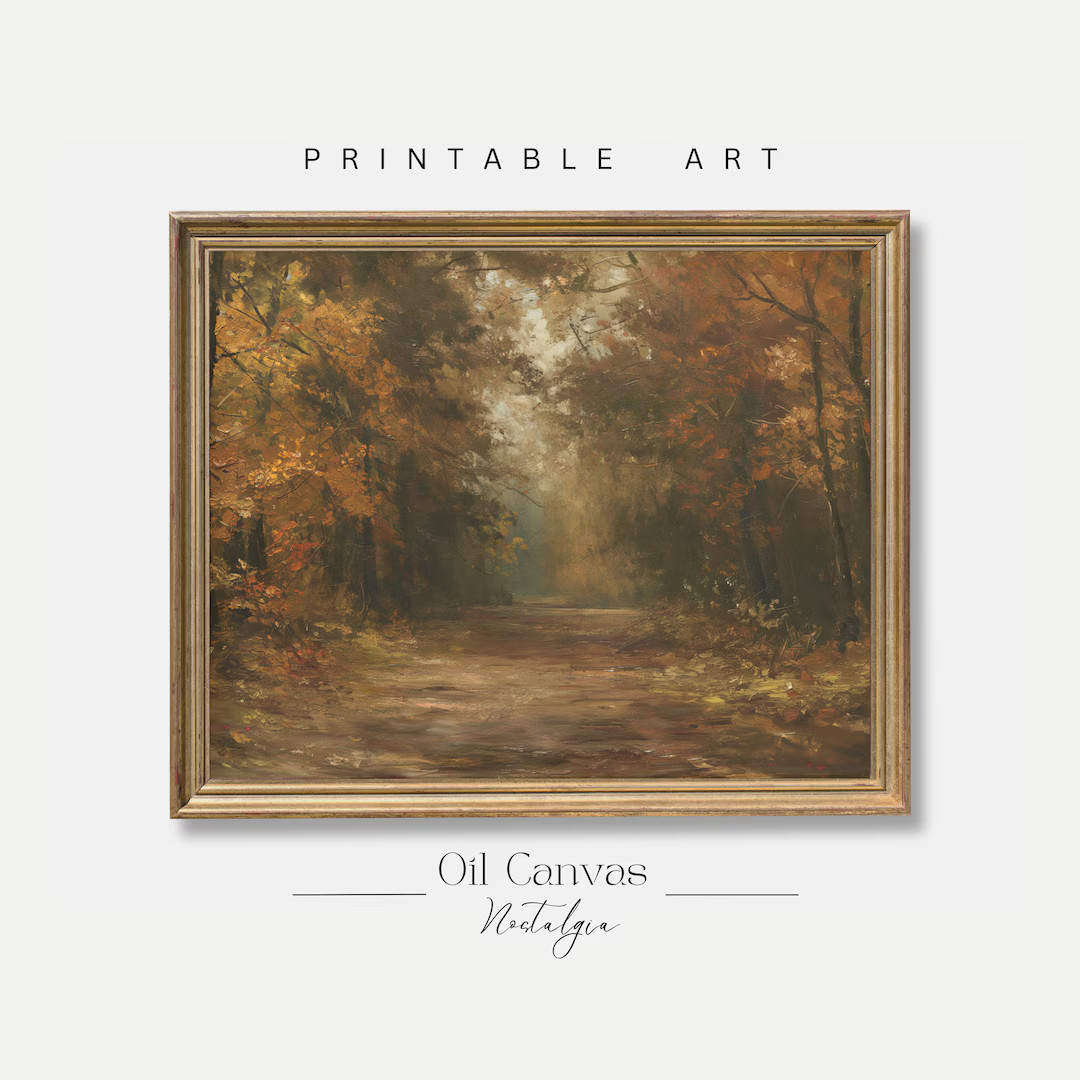 Autumn Landscape Oil Painting, Vintage Rustic Country Decor Printable Wall Art, Digital Download ... | Etsy (US)