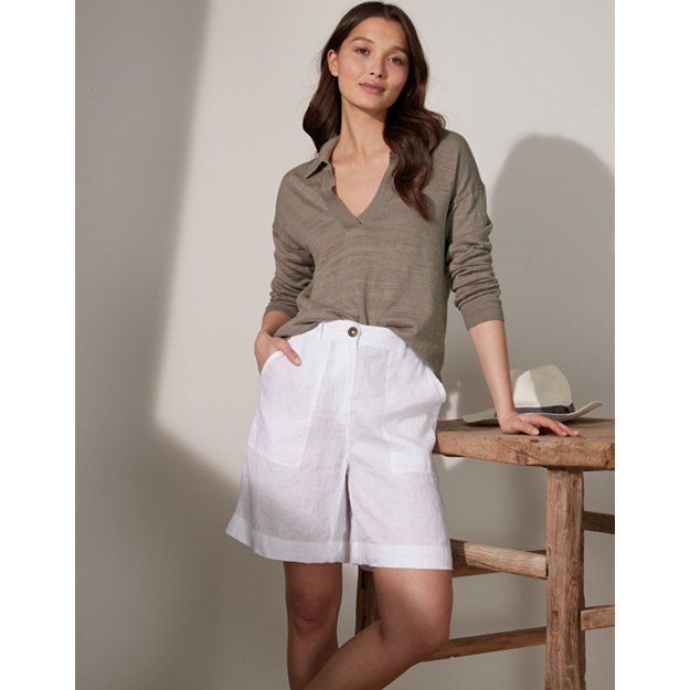 Longline Linen Shorts | The White Company (UK)