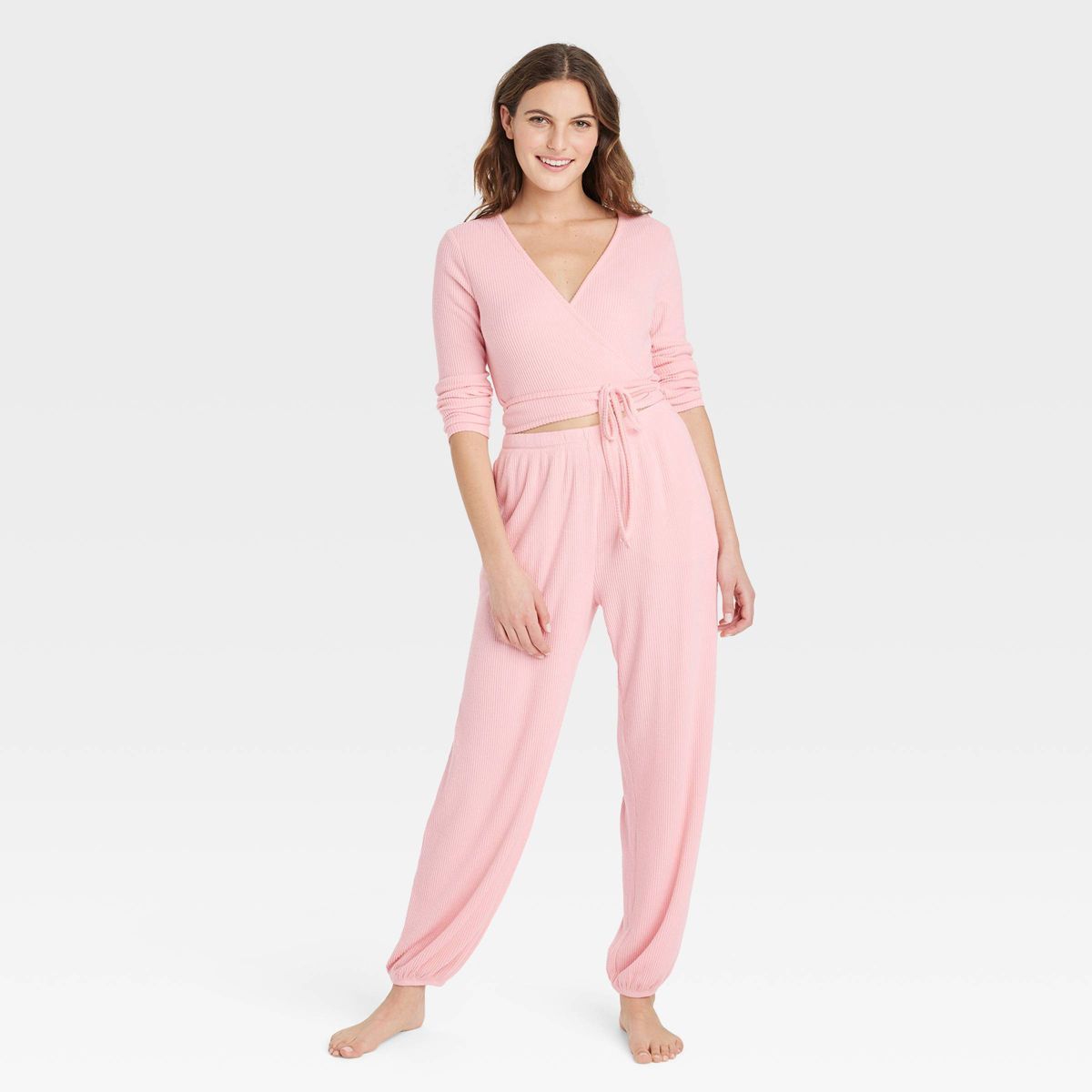 Women's Cozy Wrap Top - Colsie™ Pink L | Target