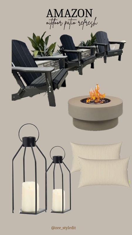 Outdoor patio refresh from Amazon! 
We already have the 3 Adirondack chairs but are adding the fire pit , pillows and lanterns to bring the space to life 🤌🏻


Outdoor furniture, summer, home, outdoor patio , 

#LTKU #LTKGiftGuide #LTKHome